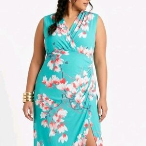Roz & Ali Teal Floral High Low Dress